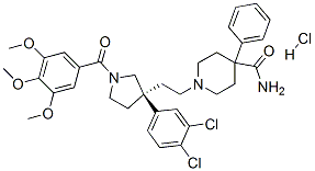 4-Piperidinecarboxamide, 1-(2-((3R)-3-(3,4-dichlorophenyl)-1-(3,4,5-tr imethoxybenzoyl)-3-pyrrolidinyl)ethyl)-4-phenyl-, monohydrochloride Structure