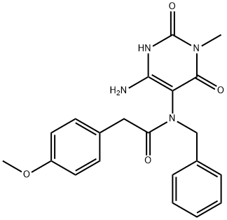 Benzeneacetamide,  N-(4-amino-1,2,3,6-tetrahydro-1-methyl-2,6-dioxo-5-pyrimidinyl)-4-methoxy-N-(phenylmethyl)- 구조식 이미지