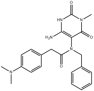 Benzeneacetamide,  N-(4-amino-1,2,3,6-tetrahydro-1-methyl-2,6-dioxo-5-pyrimidinyl)-4-(dimethylamino)-N-(phenylmethyl)- Structure