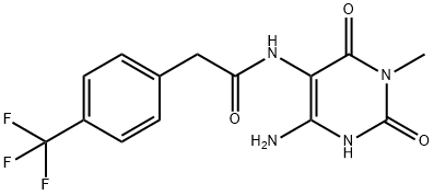 Benzeneacetamide,  N-(4-amino-1,2,3,6-tetrahydro-1-methyl-2,6-dioxo-5-pyrimidinyl)-4-(trifluoromethyl)- Structure