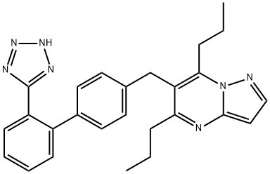 5,7-Dipropyl-6-((2'-(1H-tetrazol-5-yl)(1,1'-biphenyl)-4-yl)methyl)pyrazolo(1,5-a)pyrimidine Structure