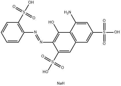 trisodium 5-amino-4-hydroxy-3-[(2-sulphonatophenyl)azo]naphthalene-2,7-disulphonate  구조식 이미지