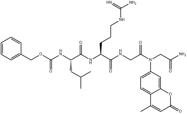 BENZYLOXYCARBONYL-L-LEUCYL-L-ARGINYLGLYCYLGLYCINE 4-METHYLCOUMARYL-7-AMIDE 구조식 이미지