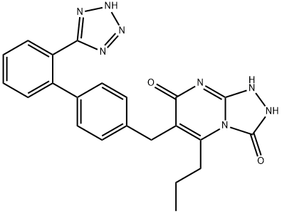 2-propyl-3-[[4-[2-(2H-tetrazol-5-yl)phenyl]phenyl]methyl]-1,5,7,8-tetr azabicyclo[4.3.0]nona-2,5-diene-4,9-dione 구조식 이미지