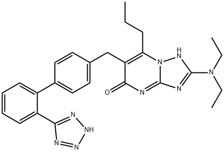 8-diethylamino-2-propyl-3-[[4-[2-(2H-tetrazol-5-yl)phenyl]phenyl]methy l]-1,5,7,9-tetrazabicyclo[4.3.0]nona-2,5,7-trien-4-one 구조식 이미지
