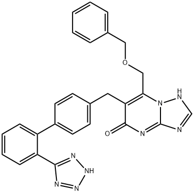 2-(phenylmethoxymethyl)-3-[[4-[2-(2H-tetrazol-5-yl)phenyl]phenyl]methy l]-1,5,7,9-tetrazabicyclo[4.3.0]nona-2,5,7-trien-4-one Structure