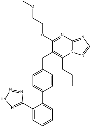 4-(2-methoxyethoxy)-2-propyl-3-[[4-[2-(2H-tetrazol-5-yl)phenyl]phenyl] methyl]-1,5,7,9-tetrazabicyclo[4.3.0]nona-2,4,6,8-tetraene 구조식 이미지