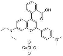 4-(2-Carboxy-phenyl)-7-diethylamino-2-(4-dimethylamino-phenyl)chromyliumperchlorate Structure