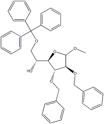 1-O-Methyl-2-O,3-O-dibenzyl-6-O-(triphenylmethyl)-L-altrofuranose Structure