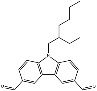 9-(2-Ethylhexyl)carbazole-3,6-dicarboxaldehyde 구조식 이미지