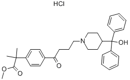 A,A-디메틸-4-[4-[4-(HYDROXYDIPHENYLMETHYL)-1-PIPERIDINYL]-1-OXOBUTYL]페닐아세트산메틸에스테르염화물 구조식 이미지