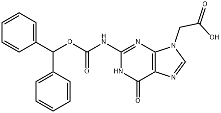 (2-BENZHYDRYLOXYCARBONYLAMINO-6-OXO-1,6-DIHYDRO-PURIN-9-YL)-아세트산 구조식 이미지