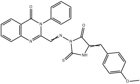 4(3H)-Quinazolinone, 2-(((4-((4-methoxyphenyl)methylene)-5-oxo-2-thiox o-1-imidazolidinyl)imino)methyl)-3-phenyl- Structure