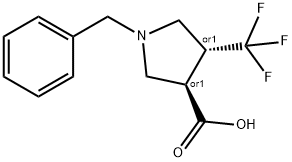 1-벤질-4-트리플루오로메틸-피롤리딘-3-카르복실산 구조식 이미지