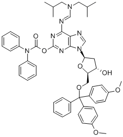 N6-(DIISOBUTYLAMINOMETHYLIDENE)-5'-O-(DIMETHOXYTRITYL)-O2-(DIPHENYLCARBAMOYL )-2'-DEOXYISOGUANOSINE Structure