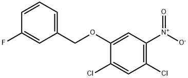 1,5-Dichloro-2-[(3-fluorophenyl)methoxy]-4-nitrobenzene 구조식 이미지