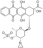 (7S,9S)-9-acetyl-7-[(2S,4S,5S,6S)-4-aziridin-1-yl-6-methyl-5-methylsulfonyloxy-oxan-2-yl]oxy-6,9,11-trihydroxy-8,10-dihydro-7H-tetracene-5,12-dione 구조식 이미지