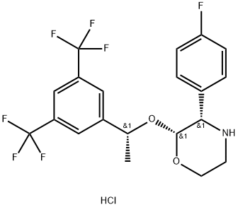 (2R,3S)-2-((R)-1-(3,5-Bis(trifluoromethyl)phenyl)ethoxy)-3-(4-fluorophenyl)morpholine hydrochloride Structure