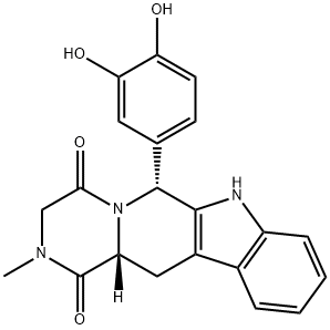 (6R,trans)-6-(3,4-dihydroxyphenyl)-2,3,6,7,12,12a-hexahydro-2-Methyl-pyrazino[1',2':1,6]pyrido[3,4-b]indole-1,4-dione 구조식 이미지