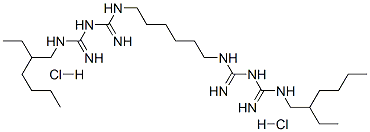 N,N''-bis(2-ethylhexyl)-3,12-diimino-2,4,11,13-tetraazatetradecanediamidine dihydrochloride Structure