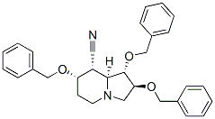 8-Indolizinecarbonitrile, octahydro-1,2,7-tris(phenylmethoxy)-, 1S-(1.alpha.,2.beta.,7.alpha.,8.alpha.,8a.alpha.)- Structure