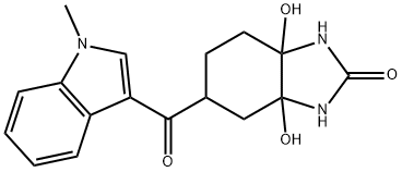 3a,7a-dihydroxy-5-(1-methyl-1H-indole-3-carbonyl)-hexahydro-1H-benzo[d]imidazol-2(3H)-one 구조식 이미지
