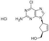(1S–4R)-4-(2-amino-6-chloro-9H-purin-9-yl)-2-cyclopentene-1-methanol hydrochloride 구조식 이미지