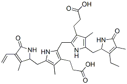 3-[2-[[3-(2-carboxyethyl)-5-[(4-ethenyl-3-methyl-5-oxo-1,2-dihydropyrrol-2-yl)methyl]-4-methyl-1H-pyrrol-2-yl]methyl]-5-[(3-ethyl-4-methyl-5-oxo-1,2-dihydropyrrol-2-yl)methyl]-4-methyl-1H-pyrrol-3-yl]propanoic acid 구조식 이미지