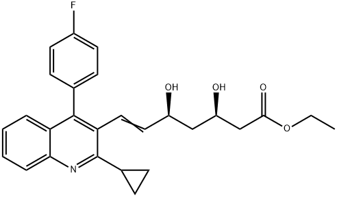 Ethyl (E)-3,5-dihydroxy-7-[2-cyclopropyl-4-(4-fluorophenyl)-3-quinolinyl]-hept-6-enoate 구조식 이미지