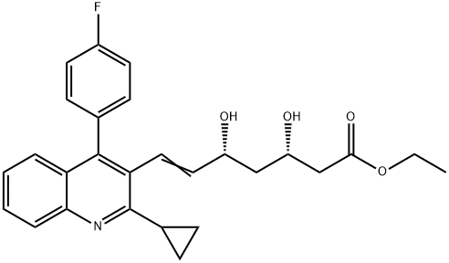 [R-(R*,S*)]-7-[2-Cyclopropyl-4-(4-fluorophenyl)-3-quinolinyl]-3,5-dihydroxy-6-heptenoic acid ethyl ester Structure