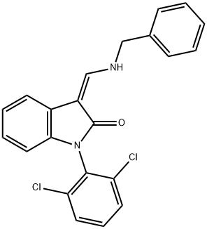 (3Z)-3-[(benzylamino)methylidene]-1-(2,6-dichlorophenyl)indol-2-one Structure