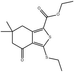 ETHYL 3-(ETHYLTHIO)-6,6-DIMETHYL-4-OXO-4,5,6,7-TETRAHYDROBENZO[C]THIOPHENE-1-CARBOXYLATE 구조식 이미지