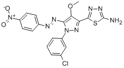 5-(1-(3-Chlorophenyl)-4-methoxy-5-(4-nitrophenylazo)-1H-pyrazol-3-yl)- 1,3,4-thiadiazol-2-amine Structure