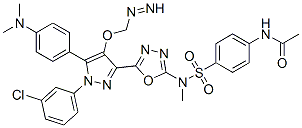 N-[4-[[5-[1-(3-chlorophenyl)-5-(4-dimethylaminophenyl)diazenyl-4-metho xy-pyrazol-3-yl]-1,3,4-oxadiazol-2-yl]methylsulfamoyl]phenyl]acetamide 구조식 이미지