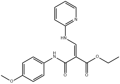 2-Propenoic acid, 2-(((4-methoxyphenyl)amino)carbonyl)-3-(2-pyridinyla mino)-, ethyl ester, (E)- Structure