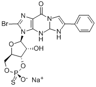 BETA-PHENYL-1, N2-ETHENO-8-BROMOGUANOSINE-3',5'-CYCLIC MONOPHOSPHOROTHIOATE, RP-ISOMER SODIUM SALT 구조식 이미지