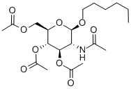 HEXYL 2-ACETAMIDO-3,4,6-TRI-O-ACETYL-2-DEOXY-BETA-D-GLUCOPYRANOSIDE 구조식 이미지
