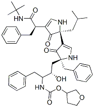 [(3S)-oxolan-3-yl] N-[(2S,3S)-4-[(2S)-2-benzyl-4-[(2S)-2-(2-methylprop yl)-3-oxo-4-[(1R)-2-phenyl-1-(tert-butylcarbamoyl)ethyl]-1H-pyrrol-2-y l]-3-oxo-1H-pyrrol-2-yl]-3-hydroxy-1-phenyl-butan-2-yl]carbamate Structure