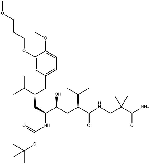 173338-07-3 CarbaMic acid, [4-[[(3-aMino-2,2-diMethyl-3-oxopropyl)aMino]carbonyl]-2-hydroxy-1-[2-[[4-Methoxy-3-(3-Methoxypropoxy)phenyl]Methyl]-3-Methylbutyl]-5-Methylhexyl]-, 1,1-diMethylethyl ester, [1S-[1R*(R*),2R*,4R*]]-