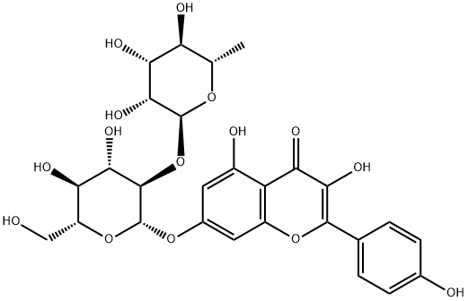 7-[[2-O-(6-deoxy-alpha-L-mannopyranosyl)-beta-D-glucopyranosyl]oxy]-3,5-dihydroxy-2-(4-hydroxyphenyl)-4H-benzopyran-4-one  구조식 이미지