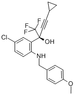 (S)-5-chloro-a-(Cyclopropylacetenyl)-2-[((4-methoxyphenyl)methyl)amino]-a- (trifluoromethyl) benzenemethanol (E-4) 구조식 이미지