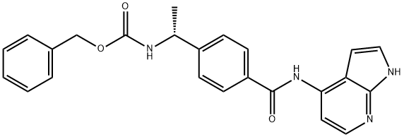 (R)-benzyl 1-(4-(1H-pyrrolo[2,3-b]pyridin-4-ylcarbaMoyl)phenyl)ethylcarbaMate 구조식 이미지