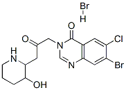 7-bromo-6-chloro-3-[3-(3-hydroxy-2-piperidyl)-2-oxopropyl]quinazolin-4(3H)-one monohydrobromide Structure