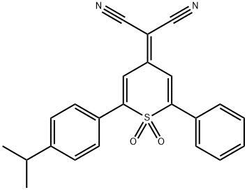 Propanedinitrile, 2-[2-[4-(1-methylethyl)phenyl]-1,1-dioxido-6-phenyl-4H-thiopyran-4-ylidene]- 구조식 이미지