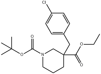 1-BOC-3-[(4-CHLOROPHENYL)METHYL]-3-PIPERIDINECARBOXYLIC ACID ETHYL ESTER Structure