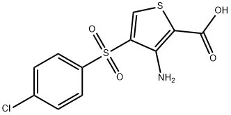 3-아미노-4-(4-클로로벤젠술포닐)티오펜-2-카르복실산 구조식 이미지
