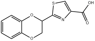 2-(2,3-DIHYDRO-1,4-BENZODIOXIN-2-YL)-1,3-THIAZOLE-4-CARBOXYLIC ACID, 90%+ 구조식 이미지