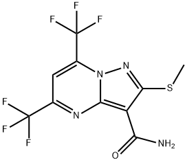 5,7-BIS(트리플루오로메틸)-2-(메틸티오)피라졸로-[1,5-A]피리미딘-3-카르복사미드 구조식 이미지