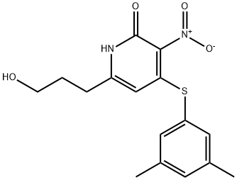 4-(3,5-dimethylphenyl)sulfanyl-6-(3-hydroxypropyl)-3-nitro-1H-pyridin- 2-one 구조식 이미지