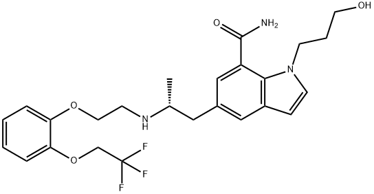 1-(3-Hydroxypropyl)-5-[(2R)-2-[[2-[2-(2,2,2-trifluoroethoxy)phenoxy]ethyl]aMino]propyl]-1H-indole-7-carboxaMide 구조식 이미지